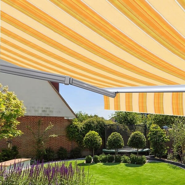 COTE STORE - Store banne manuel 3,6 x 3 m Monobloc pour terrasse - Jaune rayé - large