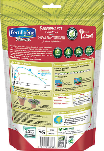 FERTILIGEN - Engrais organique plantes fleuries Performance Organics 700g - large