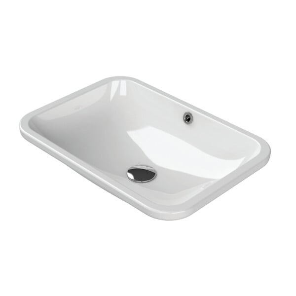 GODART - Vasque à encastrer sous plan 55 cm en céramique blanche - Taormine - large