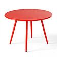 OVIALA - Table basse de jardin ronde en métal rouge 50 cm - Palavas - vignette