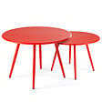 OVIALA - Lot de 2 tables basses de jardin en acier rouge - Palavas - vignette
