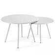 OVIALA - Lot de 2 tables basses de jardin en acier blanc - Palavas - vignette