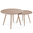 OVIALA - Lot de 2 tables basses de jardin en acier taupe - Palavas - vignette