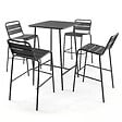 OVIALA - Ensemble table de bar et 4 chaises hautes en métal anthracite - Palavas - vignette