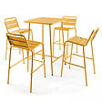 OVIALA - Ensemble table de bar et 4 chaises hautes en métal jaune - Palavas - vignette