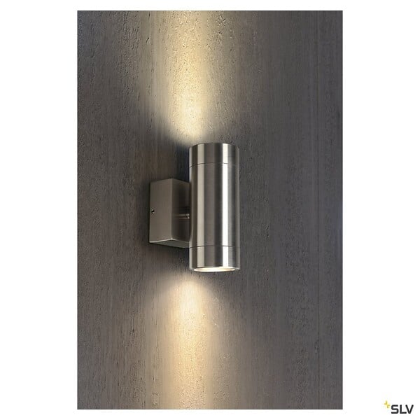 SLV - Applique extérieure SLV ASTINA STEEL, inox, GU10/QPAR51, 2x 35W max, IP44, inox 304 - large