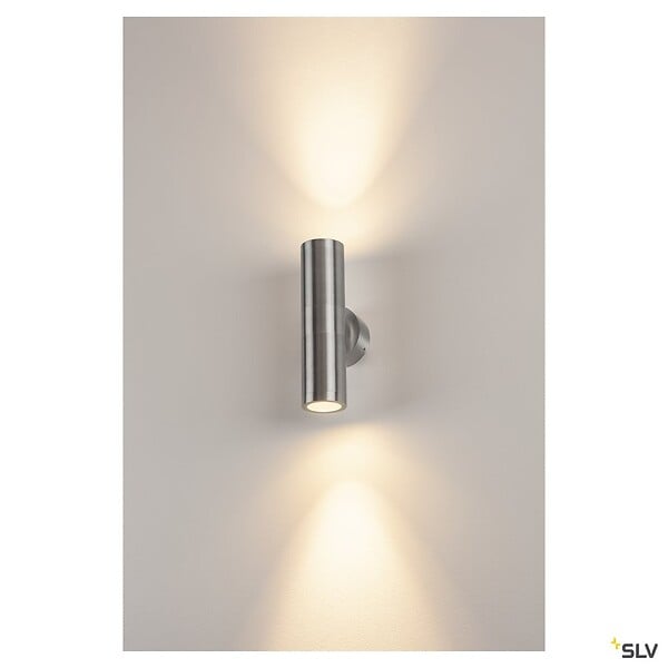 SLV - Applique extérieure SLV ASTINA, GU10/TCR50-SE, 2x 11W max, IP44 - Alu brossé - large