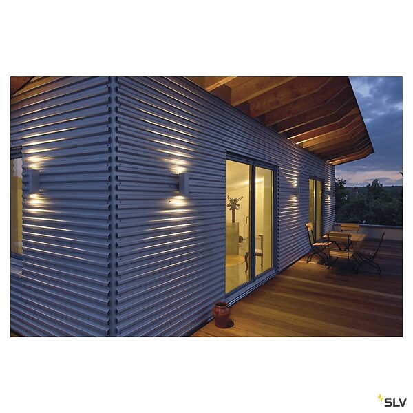 SLV - Applique extérieure SLV THEO UP/DOWN, gris, GU10/QPAR51, 2x 35W max, IP44 - large