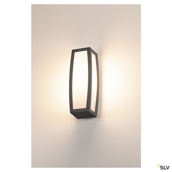 SLV - Applique extérieure SLV MERIDIAN BOX, diffuseur opalescent/anthracite, E27, 25W max, IP54 - large