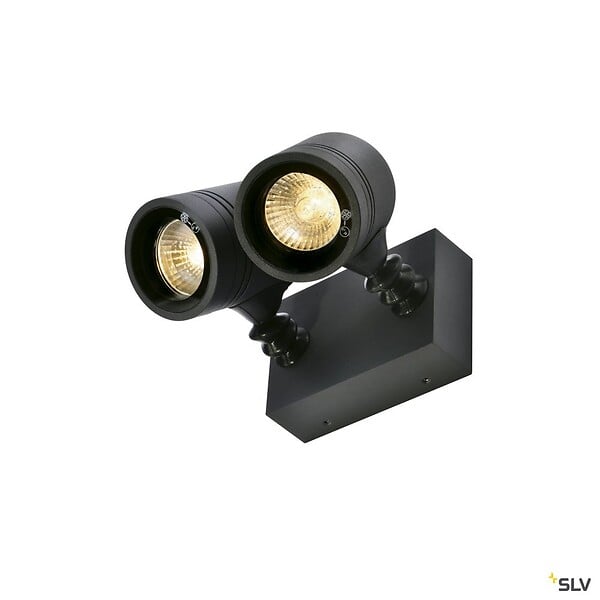 SLV - Applique et plafonnier extérieur SLV MYRA, double, anthracite, GU10/QPAR51, 2x 50W max, IP55 - large