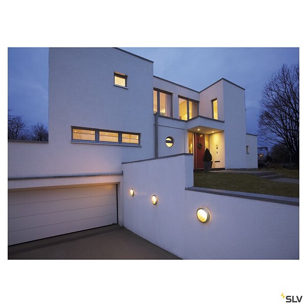 SLV - Applique et plafonnier extérieur SLV BULAN, gris, E14/C35, 60W max, IP46 - large