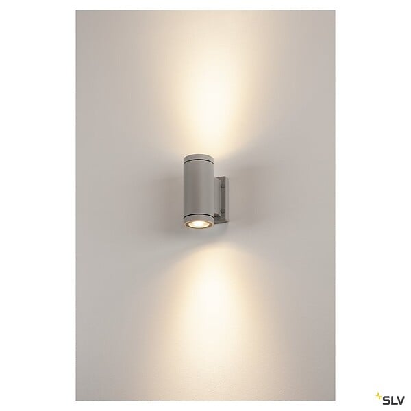 SLV - Applique extérieure SLV MYRA UP/DOWN, gris, GU10/QPAR51, 2x 35W max, IP55 - large