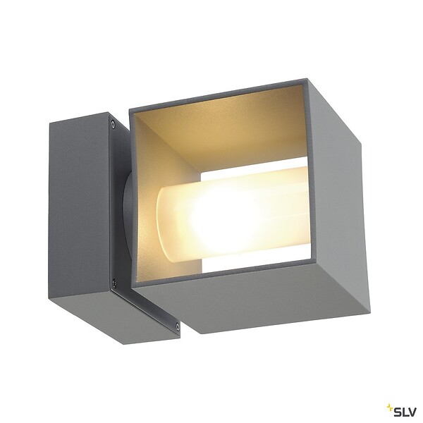 SLV - SQUARE TURN, applique extérieure, gris argent, QT14 max. 42W, IP44 - large