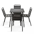 OVIALA - Ensemble table de terrasse et 4 chaises en métal gris - Palavas - vignette