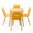 OVIALA - Ensemble table de terrasse et 4 chaises en métal jaune - Palavas - vignette