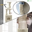 VOUNOT - Arbre à Chat 88cm avec Corde Griffoir Plateforme Niche Beige - vignette