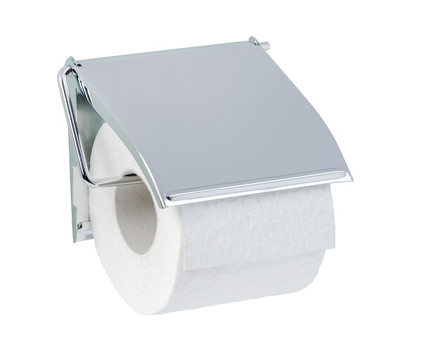 WENKO - Dérouleur papier WC mural acier chromé - Cover - 13,5cm - large