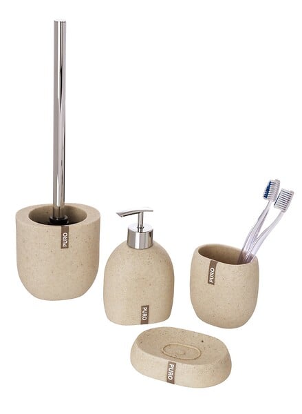 WENKO - Porte-brosse à dents Puro - Polyrésine Beige - Forme ovale - large