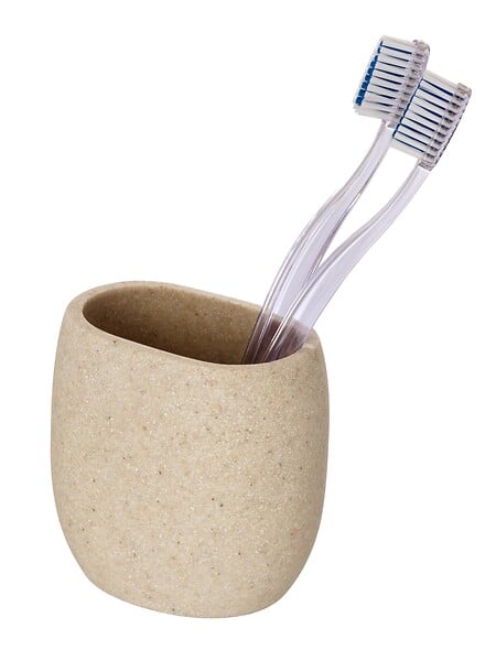 WENKO - Porte-brosse à dents Puro - Polyrésine Beige - Forme ovale - large