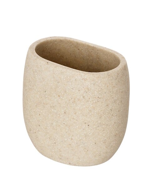 WENKO - Porte-brosse à dents Puro - Polyrésine Beige - Forme ovale - large