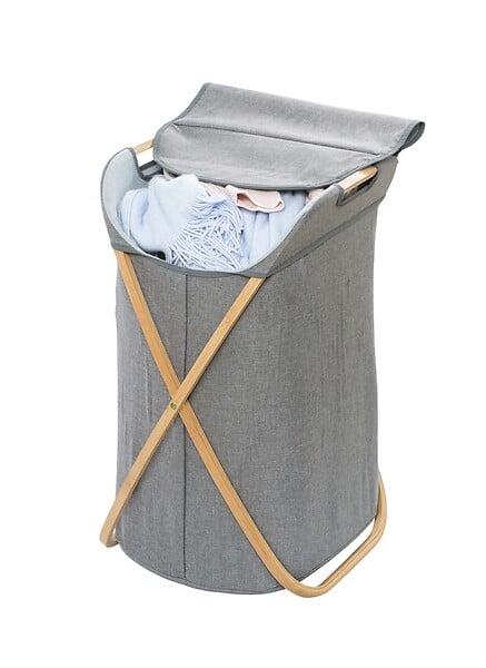 WENKO - Panier à linge - Bambou - Bahari - Gris - 79 L - large