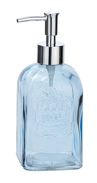 WENKO - Distributeur de savon Vetro - Verre - Bleu - 500 ml - large