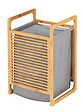 WENKO - Corbeille à linge Bahari - Bambou - Sac gris - 40x60x35cm - vignette