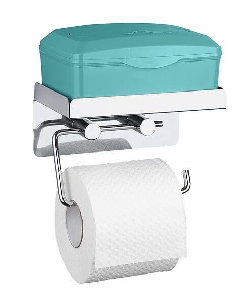 WENKO - Dérouleur papier WC inox 2 en 1 - large
