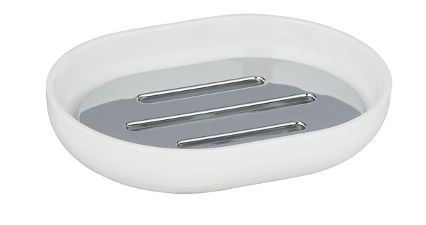 WENKO - Porte-savon Posa - Plastique chromé - Blanc - large