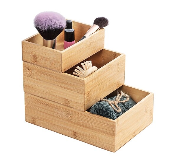 WENKO - Bac de rangement SDB L Terra, bambou - large
