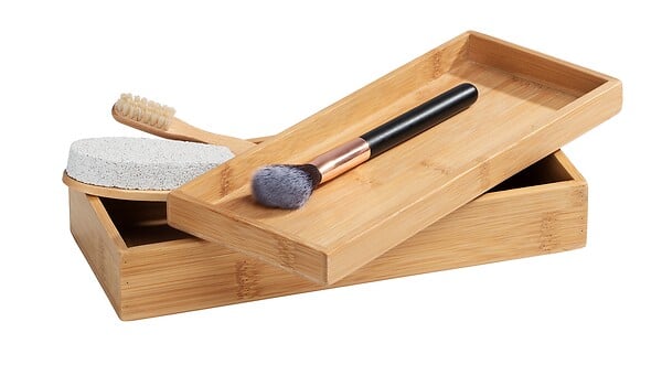 WENKO - Boîte de rangement bambou - Terra - 24 x 5,5 x 10cm - large