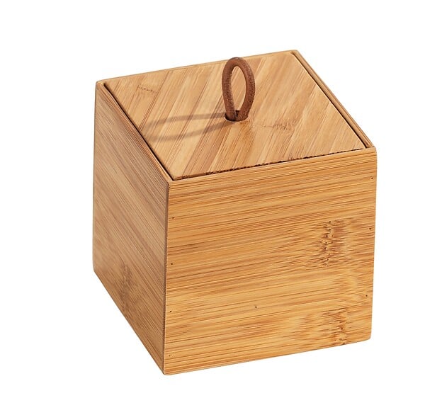 WENKO - Boîte rangement bambou - Terra - avec couvercle - 9x9x9cm - large