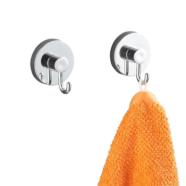 WENKO - Crochet mural à ventouse - Lot de 2 - Chrome - large