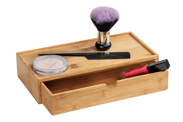 WENKO - Boîte de rangement en bambou - Terra - Naturel - 28cm - large