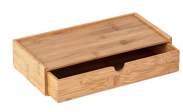 WENKO - Boîte de rangement en bambou - Terra - Naturel - 28cm - large