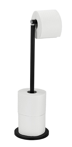 WENKO - Porte-rouleau WC sur pied 2 en 1 - Acier laqué - Noir - large