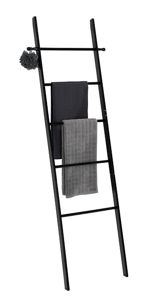 WENKO - Porte-serviettes sur pied - Bambou - Suri - Noir - 5 barres - large