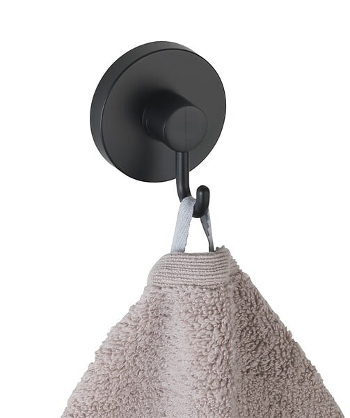 WENKO - Lot de 2 crochets ABS - Vacuum-Loc Noir mat - Sans perçage - large
