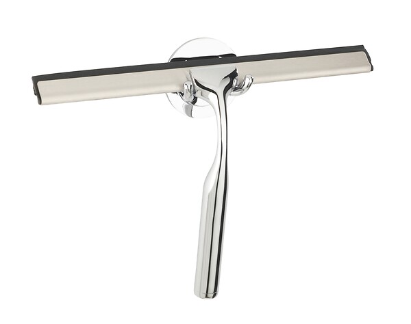 WENKO - Raclette de douche inox Terni Plus Gris fixation adhésive - large