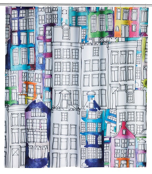 WENKO - Rideau de douche Sunny City en polyester - 180x200cm - large