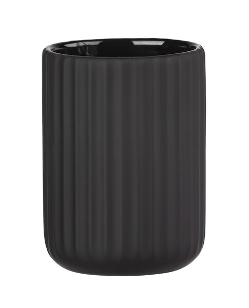 WENKO - Gobelet de salle de bain - Céramique - Belluno Noir - 8x11cm - large