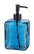 WENKO - Distributeur de savon en verre - Pure Soap - Bleu - 550 ml - vignette