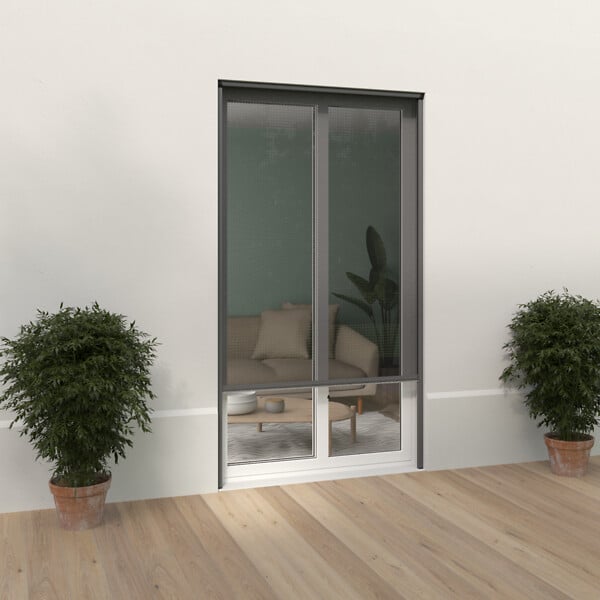 MOUSTIKIT - Moustiquaire enroulable porte - Alu - Gris - 150x230cm - large