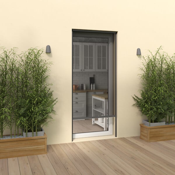 MOUSTIKIT - Moustiquaire enroulable porte - Verticale - Alu - Gris - 125x230cm - large