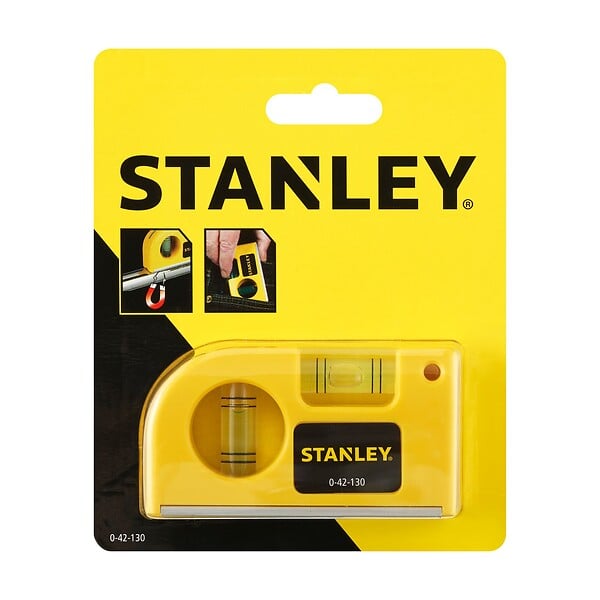 STANLEY - Niveau à bulle de poche - Jaune - Précision 2mm/m - large