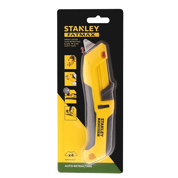 STANLEY Fatmax - Couteau de sécurité lame auto-rétractable - Acier - Jaune - large