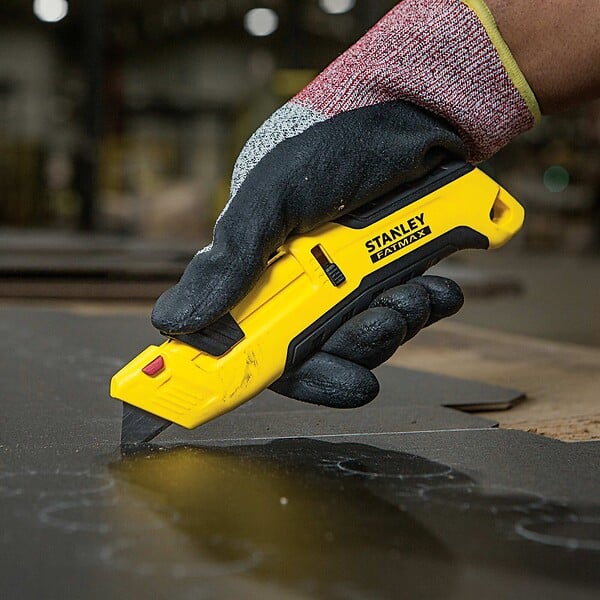 STANLEY Fatmax - Couteau de sécurité lame auto-rétractable - Acier - Jaune - large