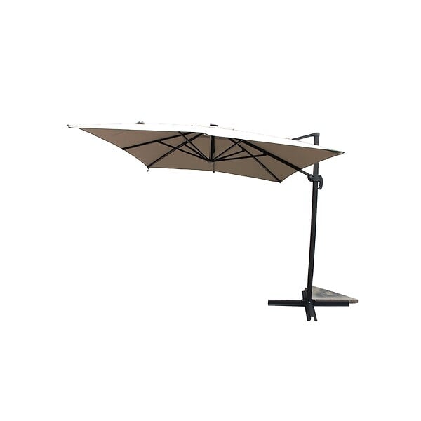 CONCEPT USINE - Parasol  ecru droit rectangle 395 x 295 m rotatif à 360 led CALVIA - large