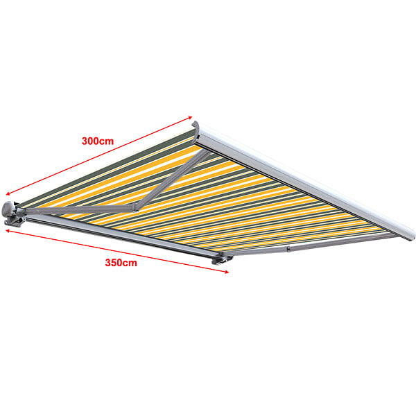 COTE STORE - Store banne coffre intégral 3,5 x 3 m motorisé et manuel extérieur pour terrasse - Gris jaune - large