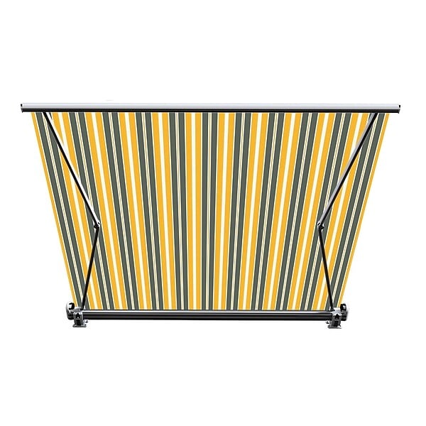 COTE STORE - Store banne coffre intégral 3,5 x 3 m motorisé et manuel extérieur pour terrasse - Gris jaune - large